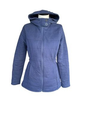 The North Face Women's Carolina Hooded Quilted Jacket Navy Fleece Lined Comfy M